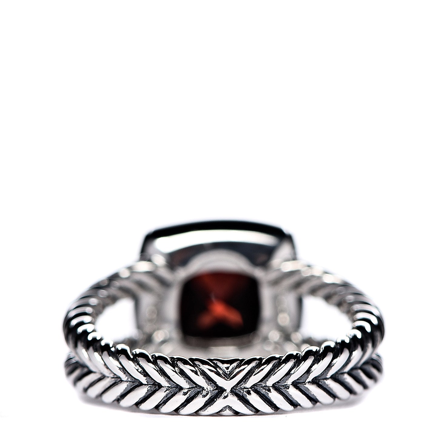 Sterling Silver Diamond Garnet 7mm Petite Albion Ring 52 6