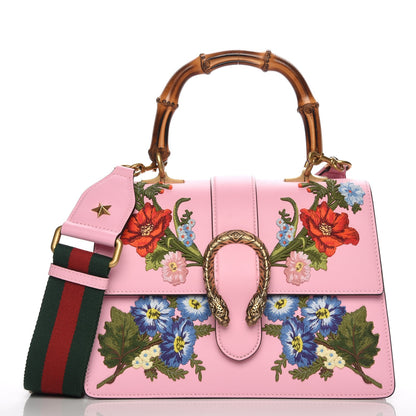 Gucci Calfskin Bamboo Web Embroidered Medium Dionysus Top Handle Bag Pink 1 of 11