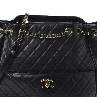 Chanel Lambskin Quilted Large Drawstring Bag Black 9 of 10