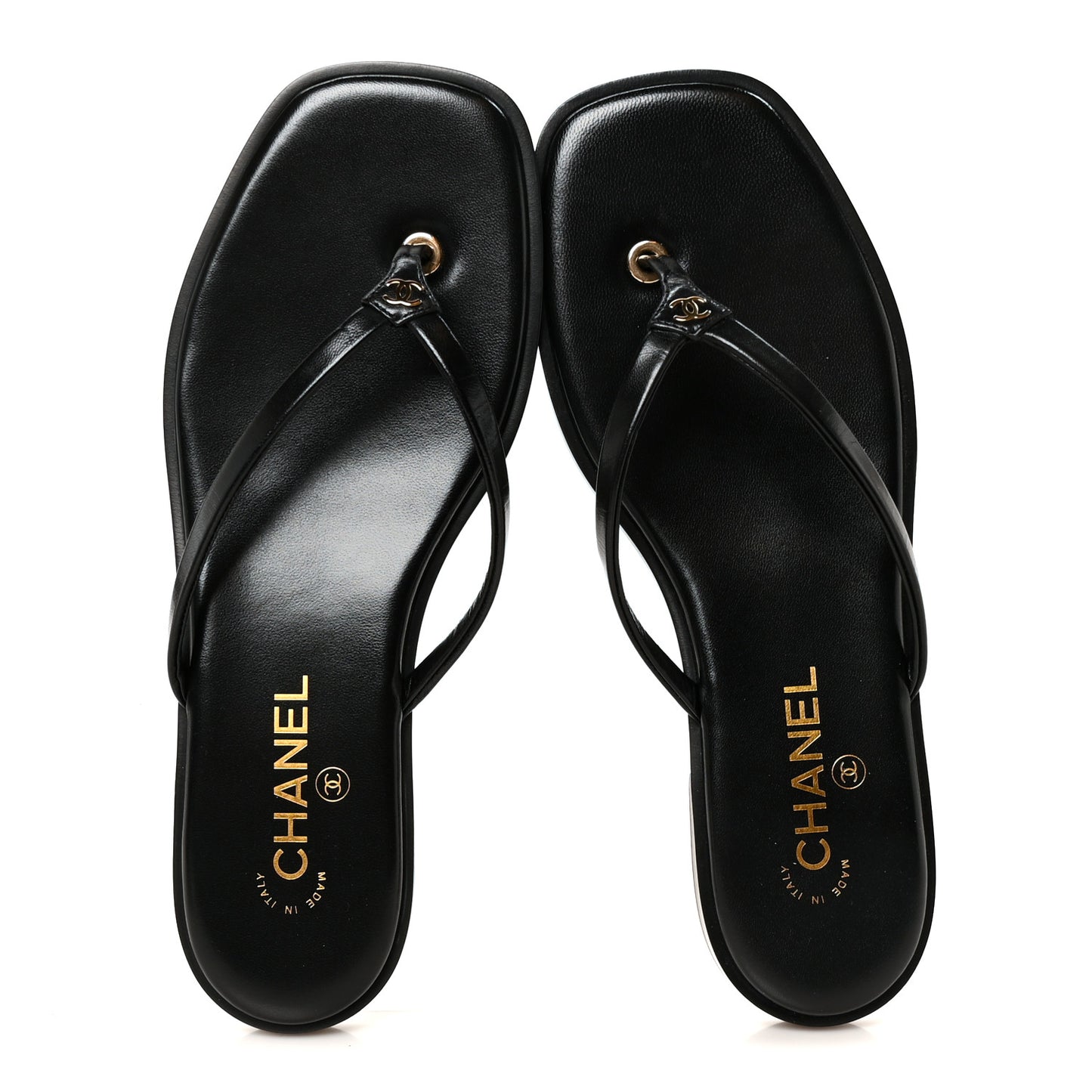 Goatskin CC Times Square Thong Sandals 40 Black