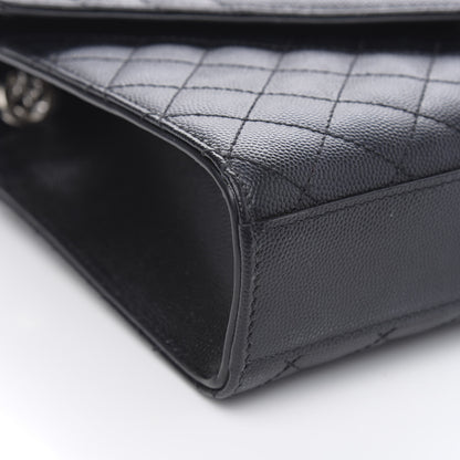Saint Laurent Grain De Poudre Textured Mixed Matelasse Triquilt Medium Monogram Satchel Black 8 of 13