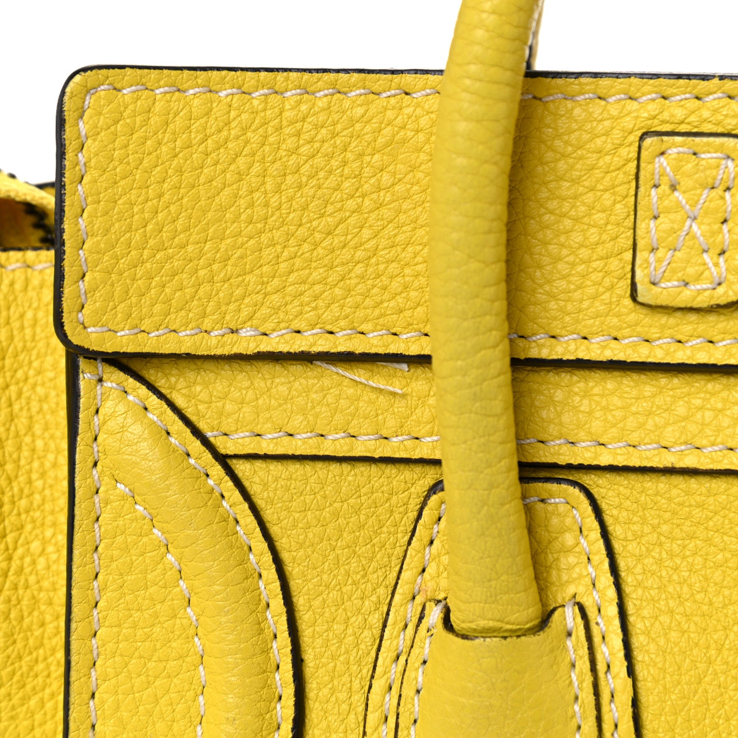 Celine Drummed Calfskin Nano Luggage Citron 16 of 18
