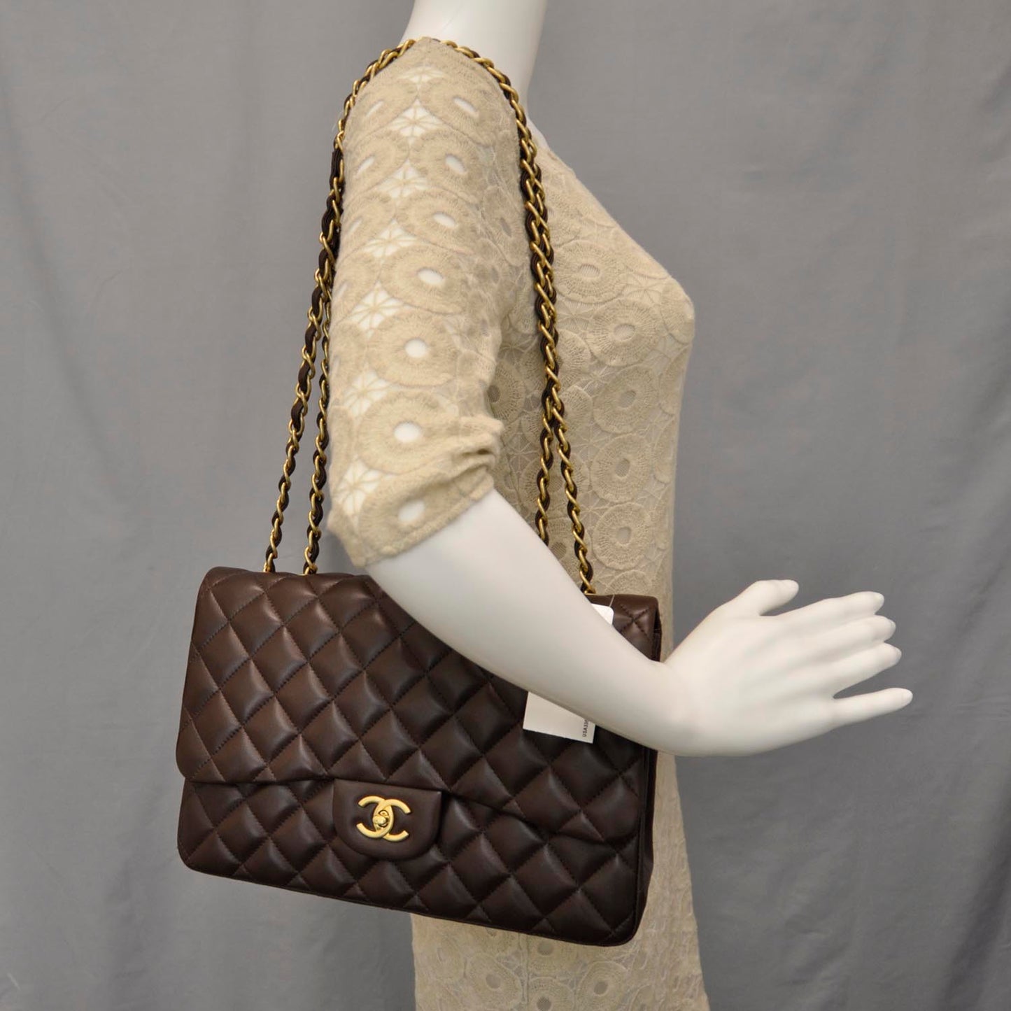 Lambskin Jumbo Single Flap Brown