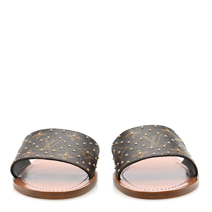 Louis Vuitton Monogram Studded Lock It Flat Mules 38 2 of 7