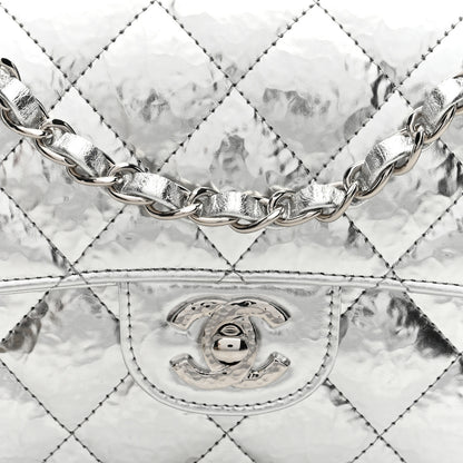 Chanel Hammered Metallic Calfskin Quilted Small Double Flap Silver 8 of 11