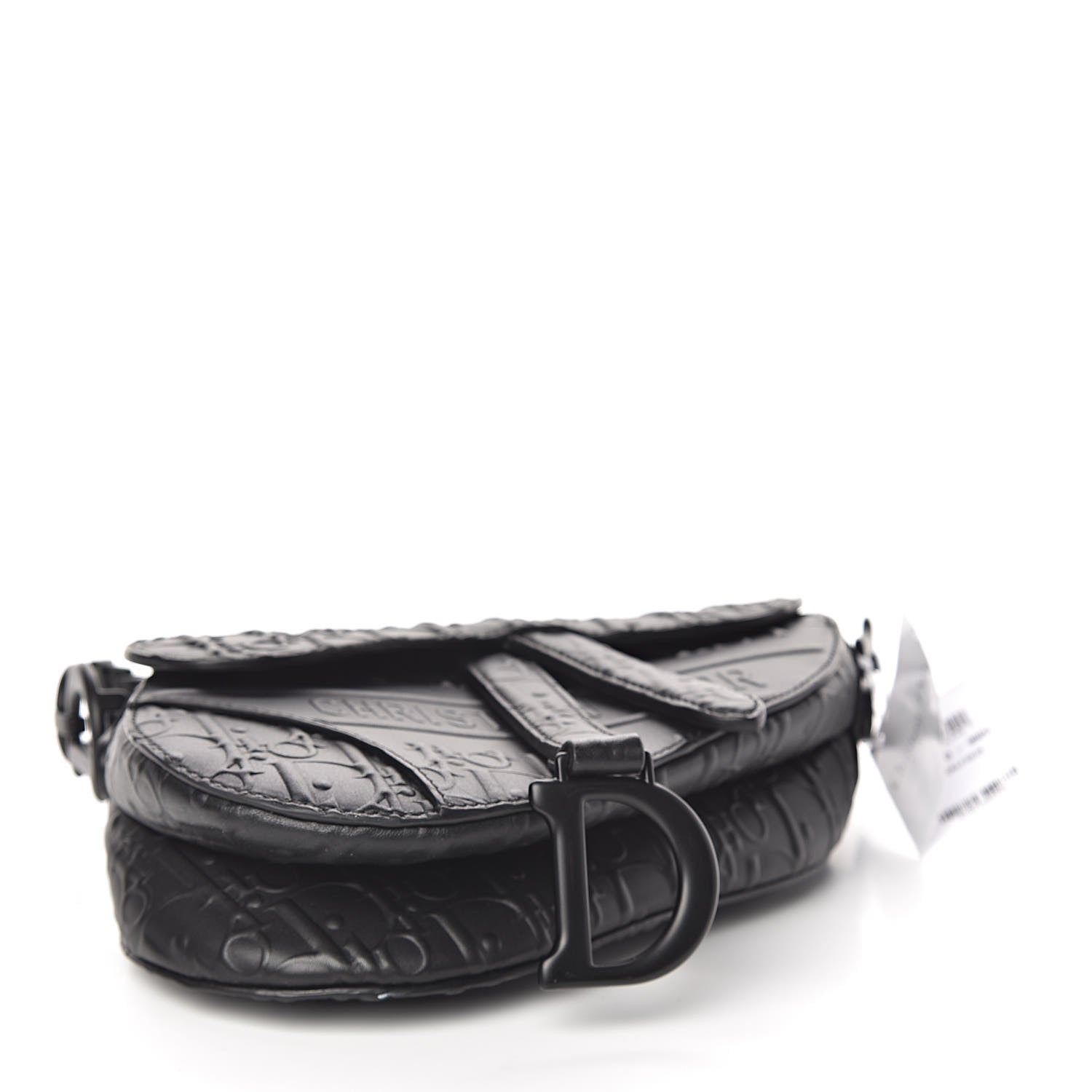 Christian Dior Calfskin Embossed Oblique Mini Saddle Bag Black 4 of 10