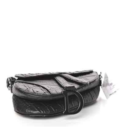 Christian Dior Calfskin Embossed Oblique Mini Saddle Bag Black 4 of 10