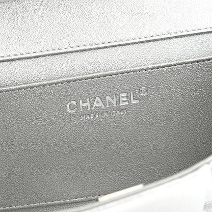 Chanel Metallic Lambskin Tie My Bow Flap Clutch With Chain Silver 6 of 10