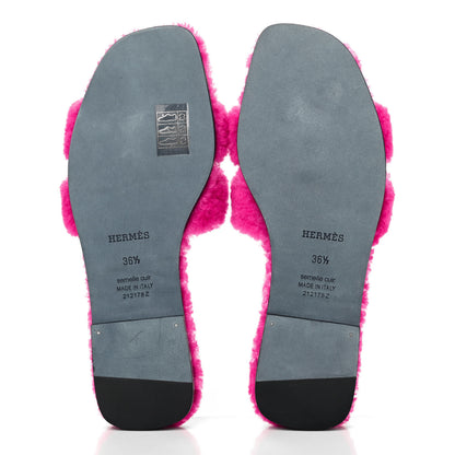 Hermes Woolskin Oran Sandals 36.5 Rose Fuchsia 4 of 4