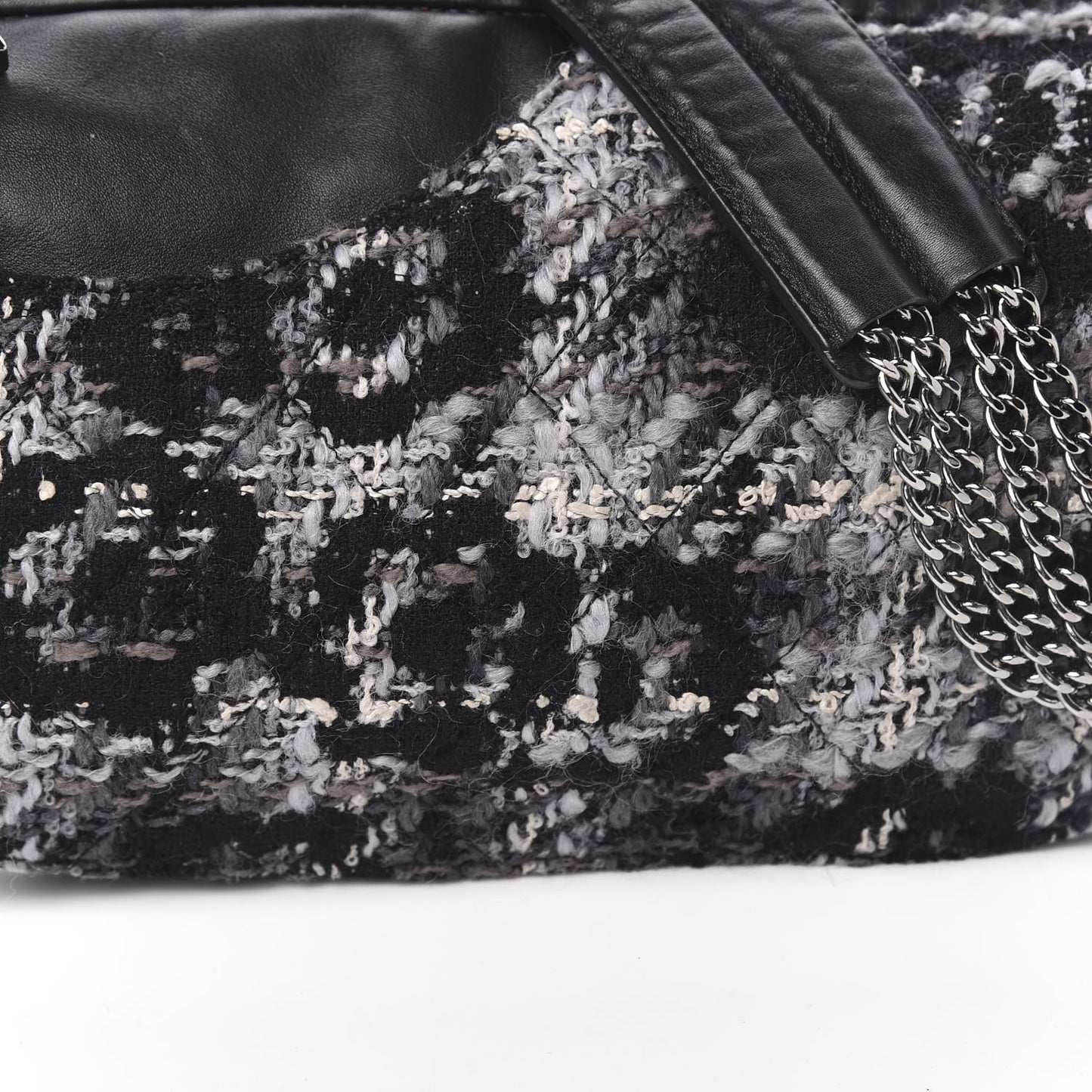 Tweed Quilted Camellia Shoulder Bag Black