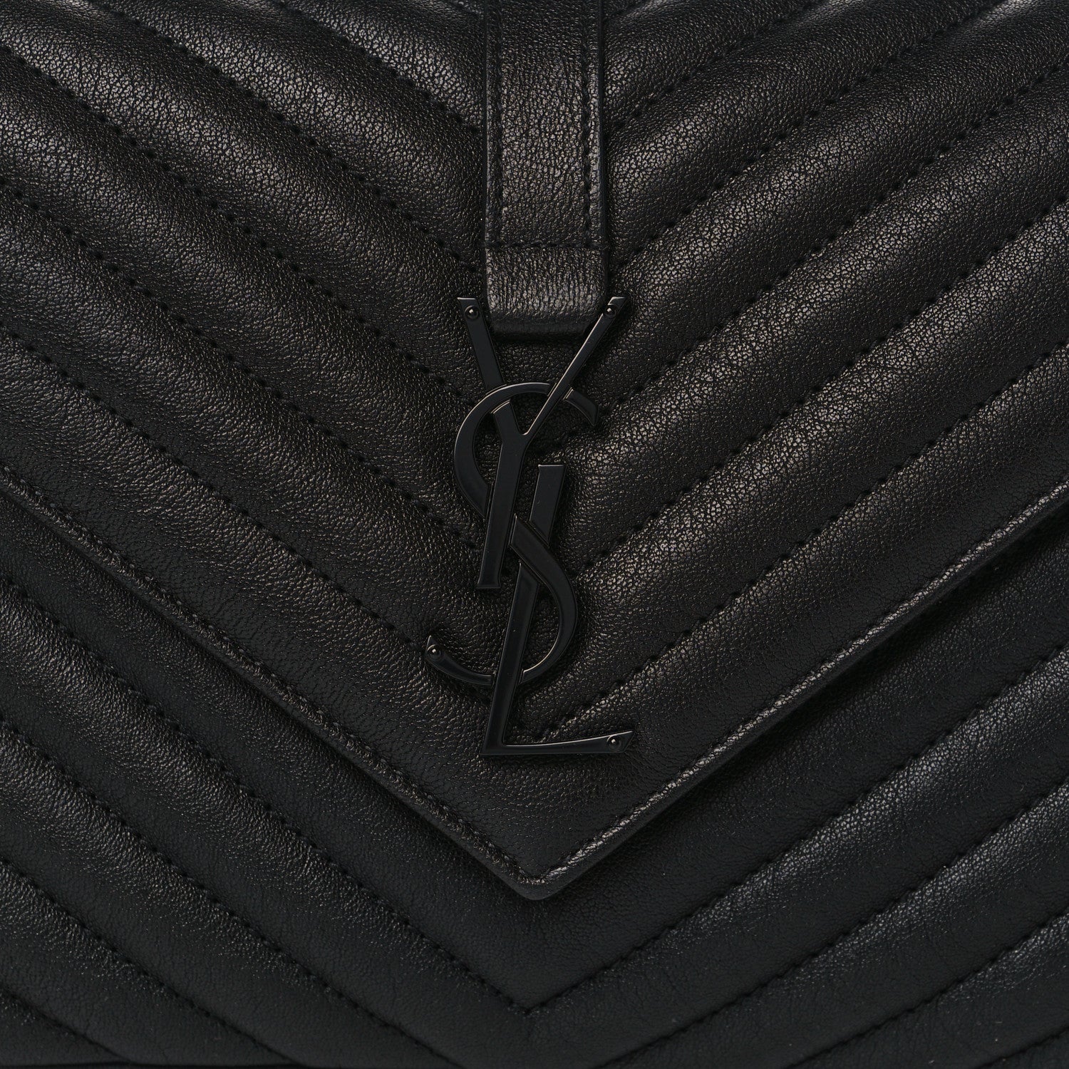 Saint Laurent Sheepskin Matelasse Chevron Monogram Monochrome Medium College Bag Black 7 of 9