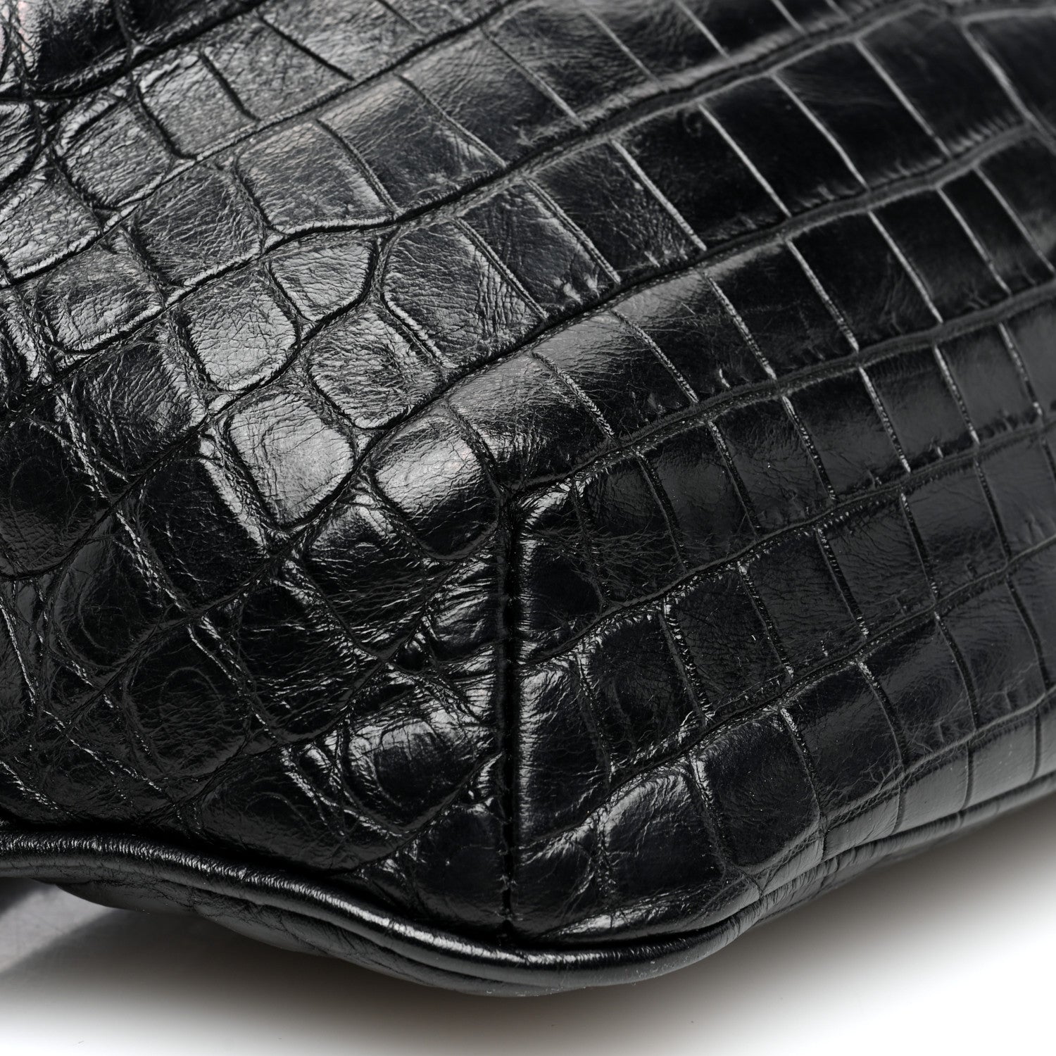 Saint Laurent Calfskin Crocodile Embossed Monogram Belt Bag Black 8 of 9