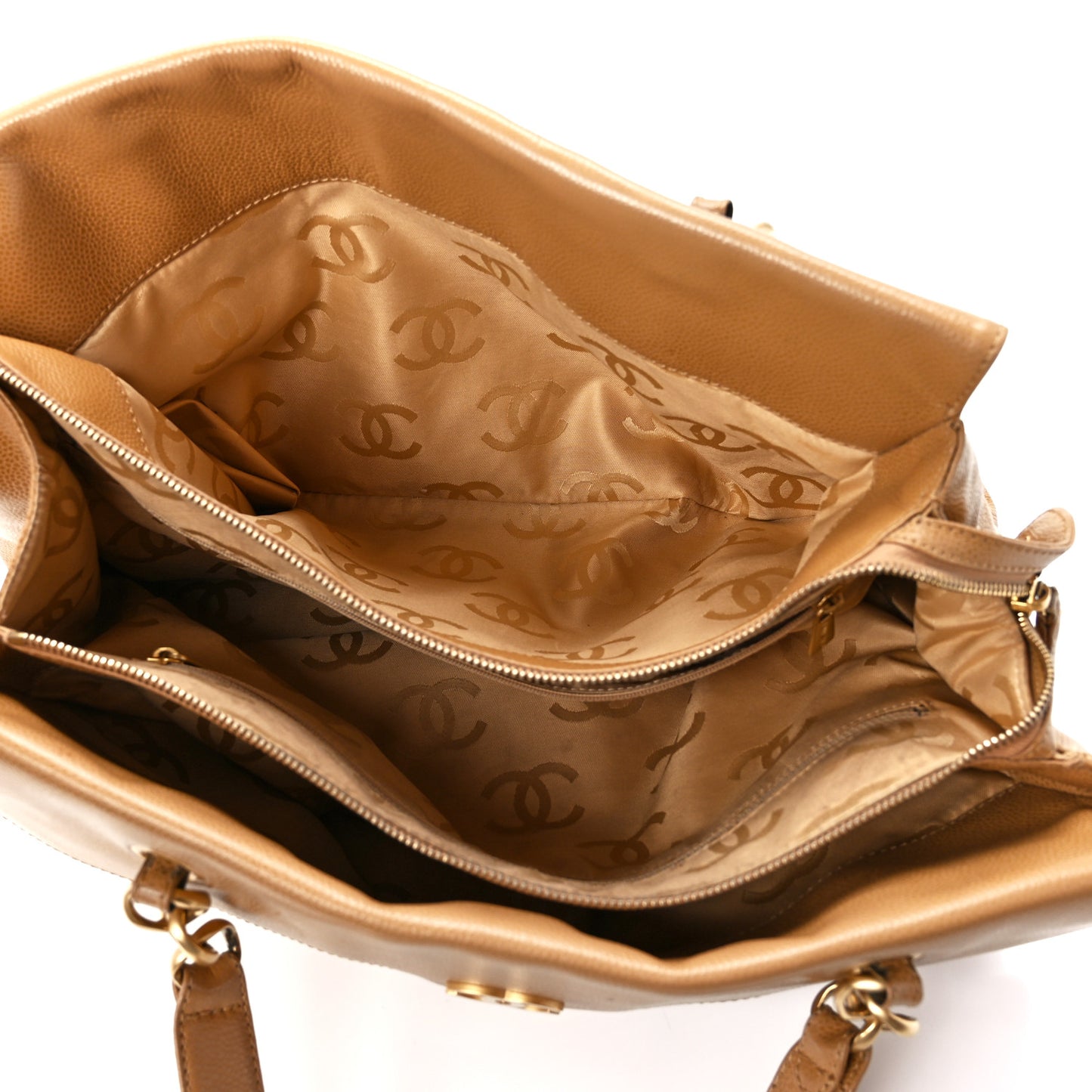Caviar Flap Shoulder Bag Beige