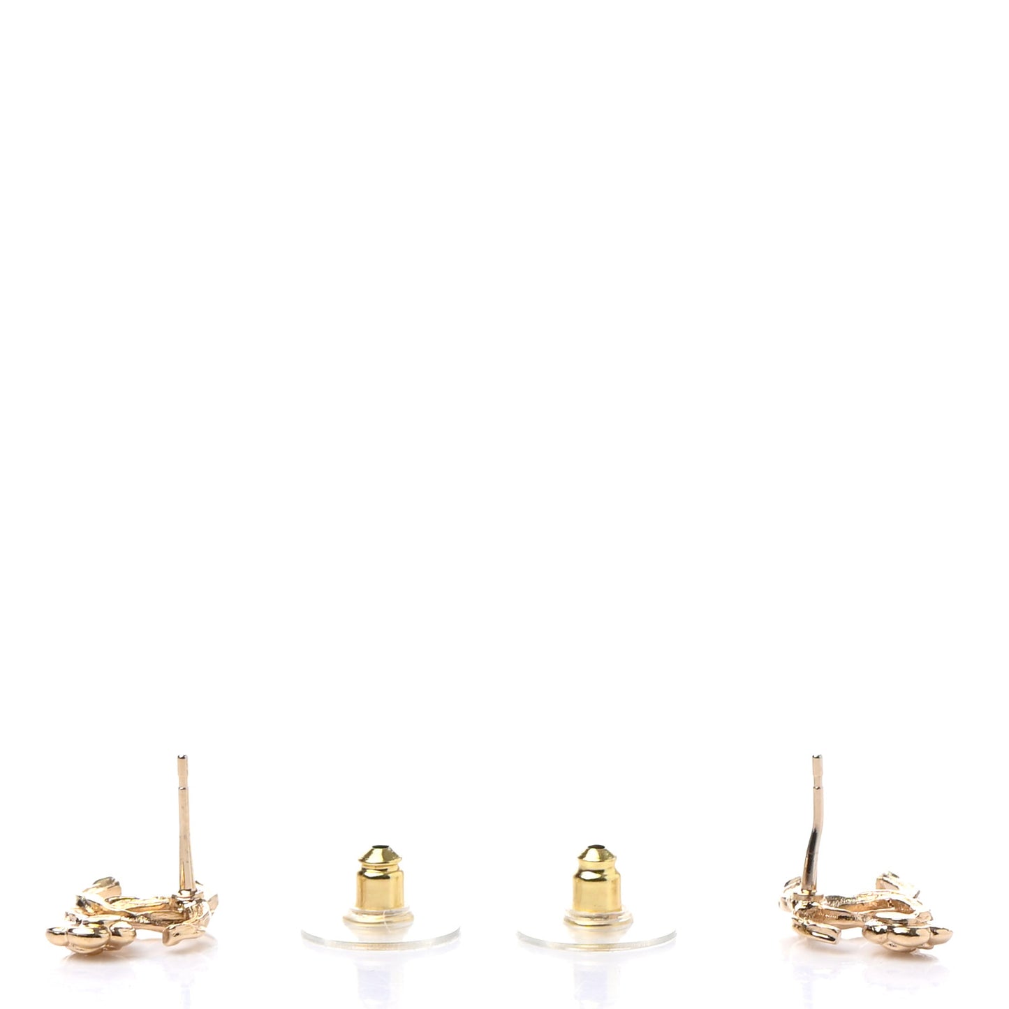 Metal Camellia CC Earrings Gold