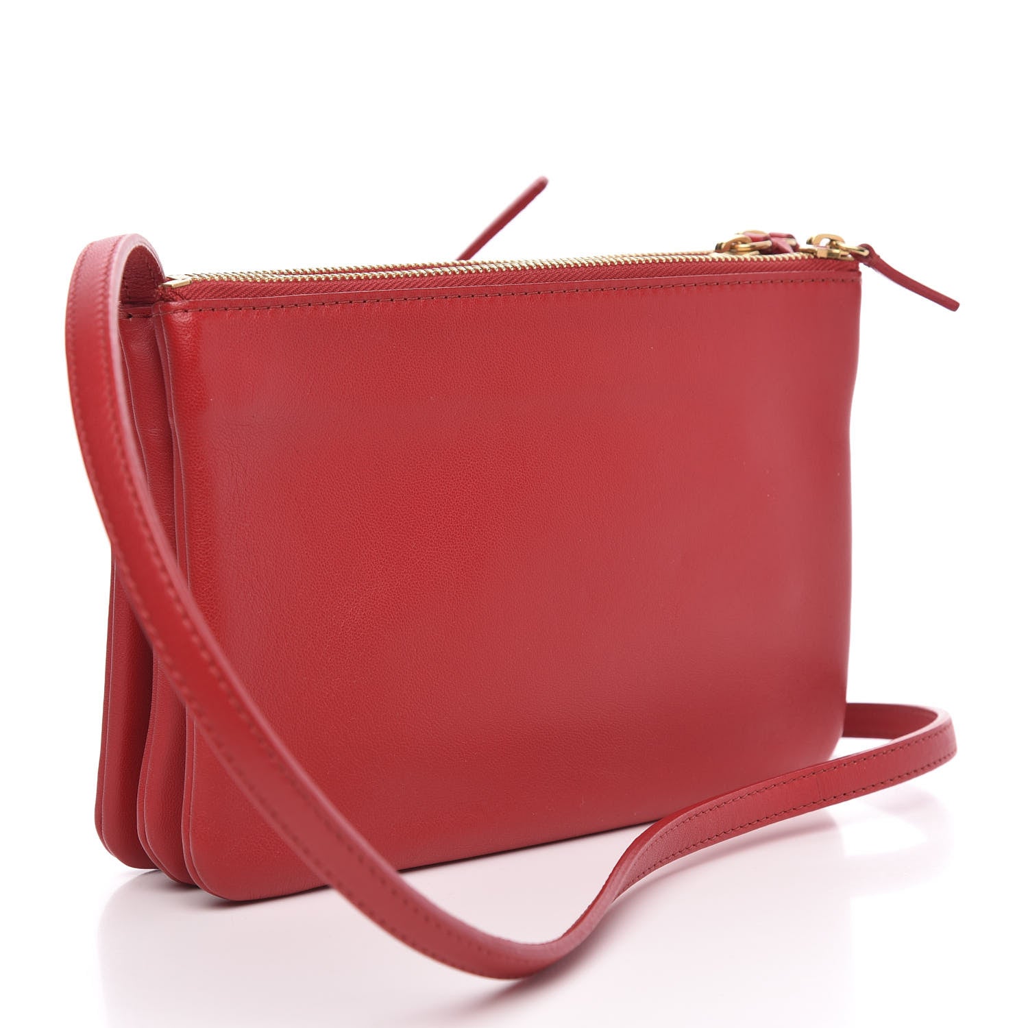 Celine Lambskin Small Trio Crossbody Bag Red 3 of 12