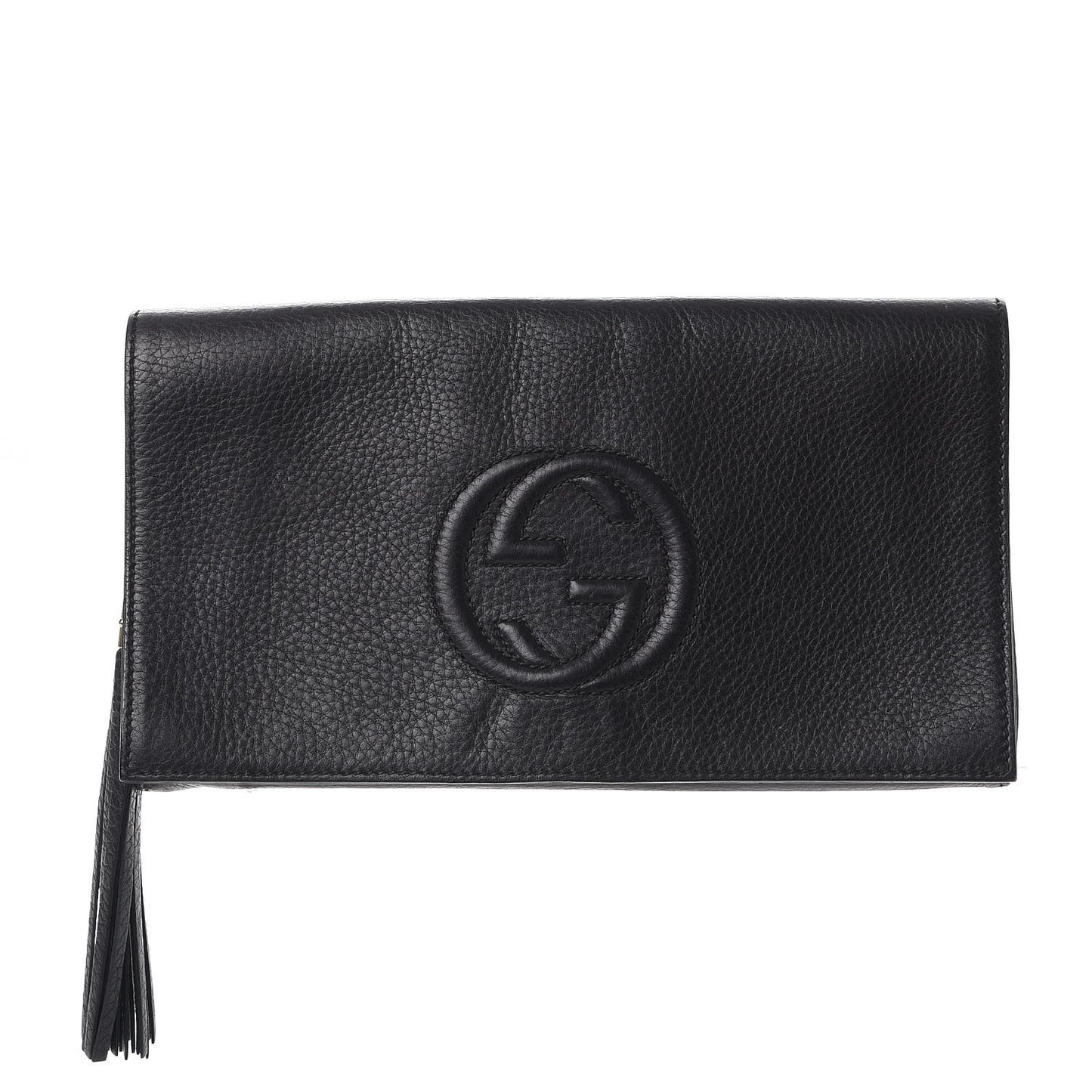 Pebbled Calfskin Medium Soho Clutch Black