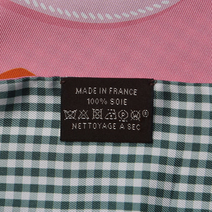 Hermes Silk Bouclerie Moderne Vichy Maxi Twilly Rose Buvard Vert Corail 3 of 4