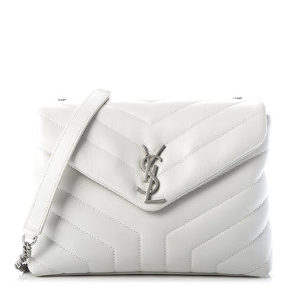 Saint Laurent Calfskin Y Quilted Monogram Small Loulou Chain Satchel Granite 1 of 9