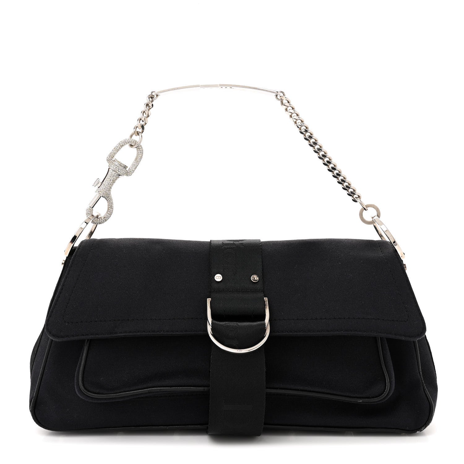 Christian Dior Silk Jersey Crystal Hardcore Bag Navy Black 1 of 13