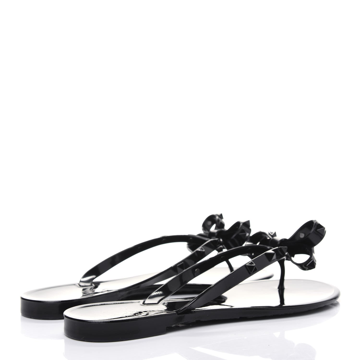 Valentino Garavani PVC Jelly Rockstud Bow Thong Sandals 40 Black 4 of 8