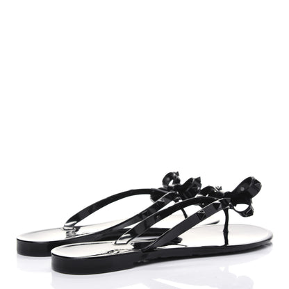 Valentino Garavani PVC Jelly Rockstud Bow Thong Sandals 40 Black 4 of 8