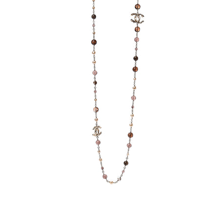 Chanel Beaded Resin CC Long Necklace Gold Multicolor 1 of 8
