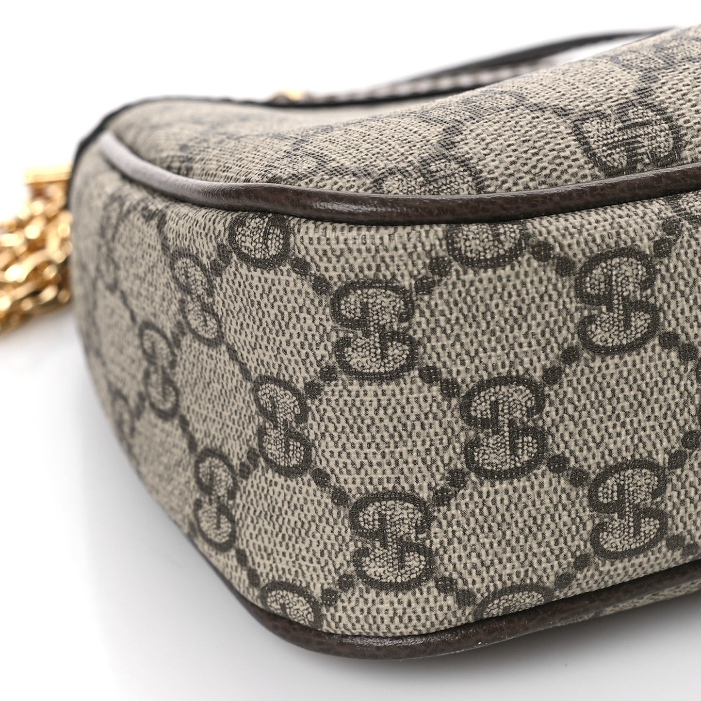 GG Supreme Monogram Textured Dollar Calfskin Web Small Ophidia GG Handbag Beige Ebony New Acero