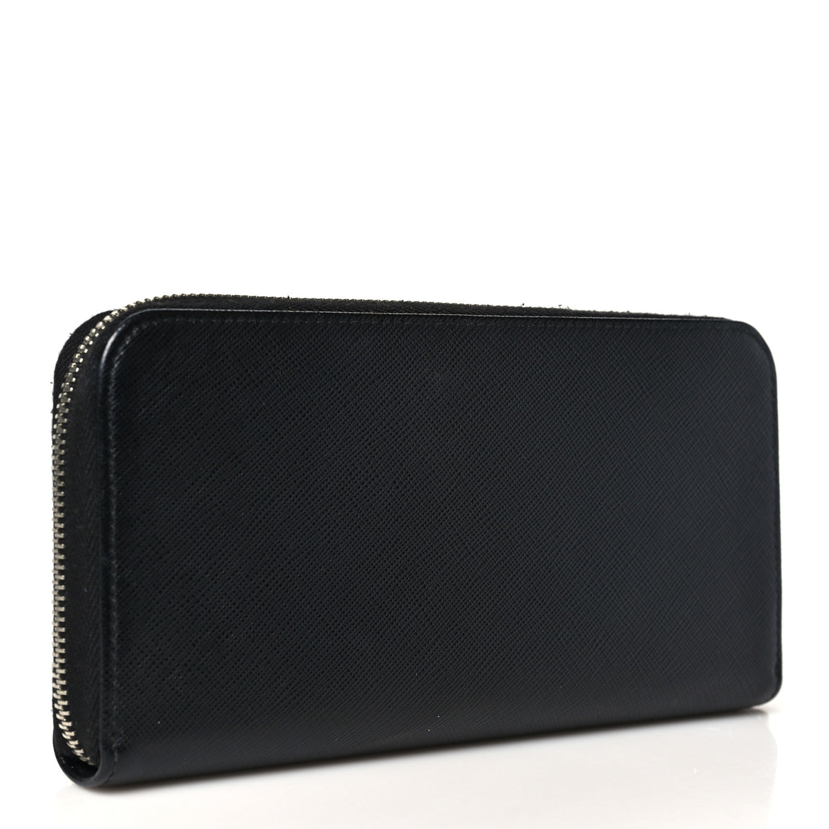 Prada Saffiano Triangle Zip Wallet Black 4 of 14
