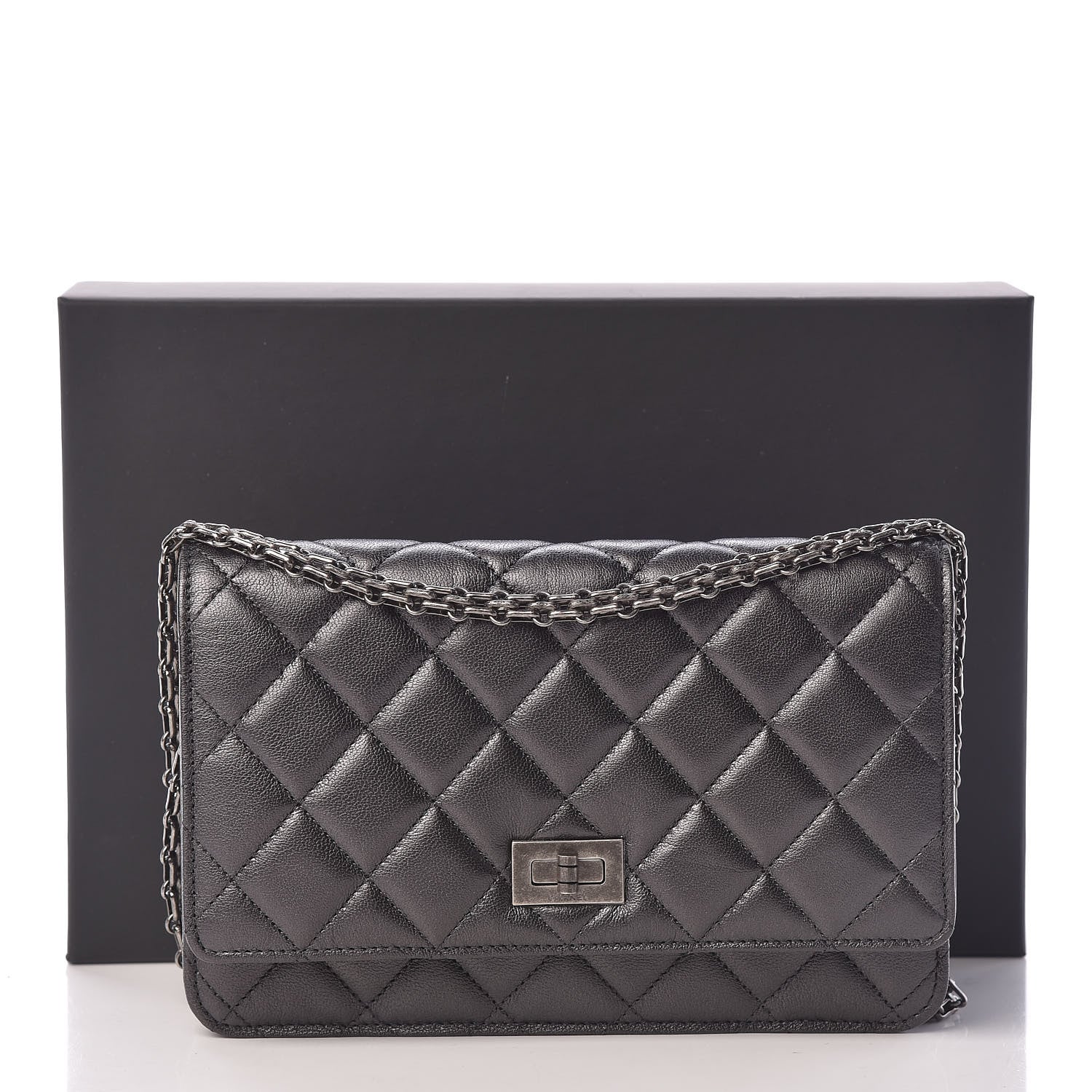 Chanel Calfskin Quilted Reissue Wallet On Chain WOC Grey 12 of 12