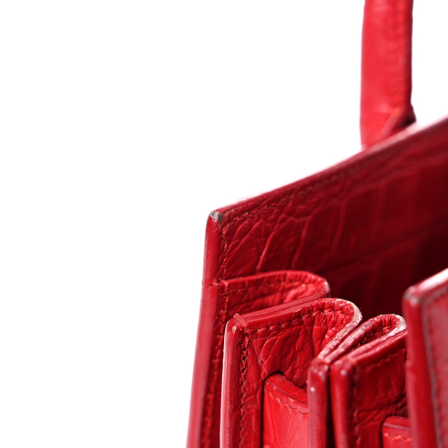 Calfskin Crocodile Embossed Nano Sac De Jour Red