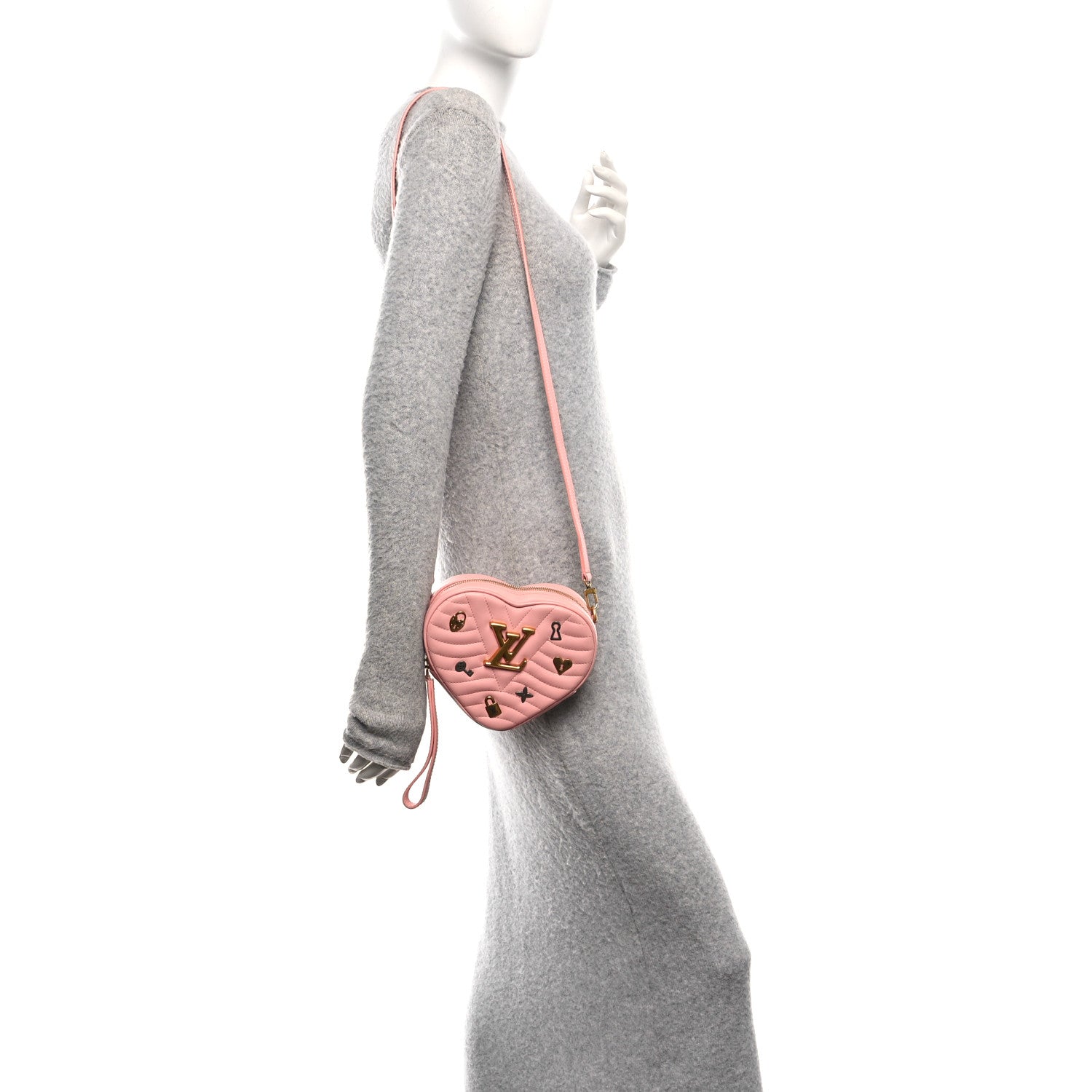 Louis Vuitton Calfskin Embellished New Wave Love Lock Heart Bag Rose Pomettes 2 of 9