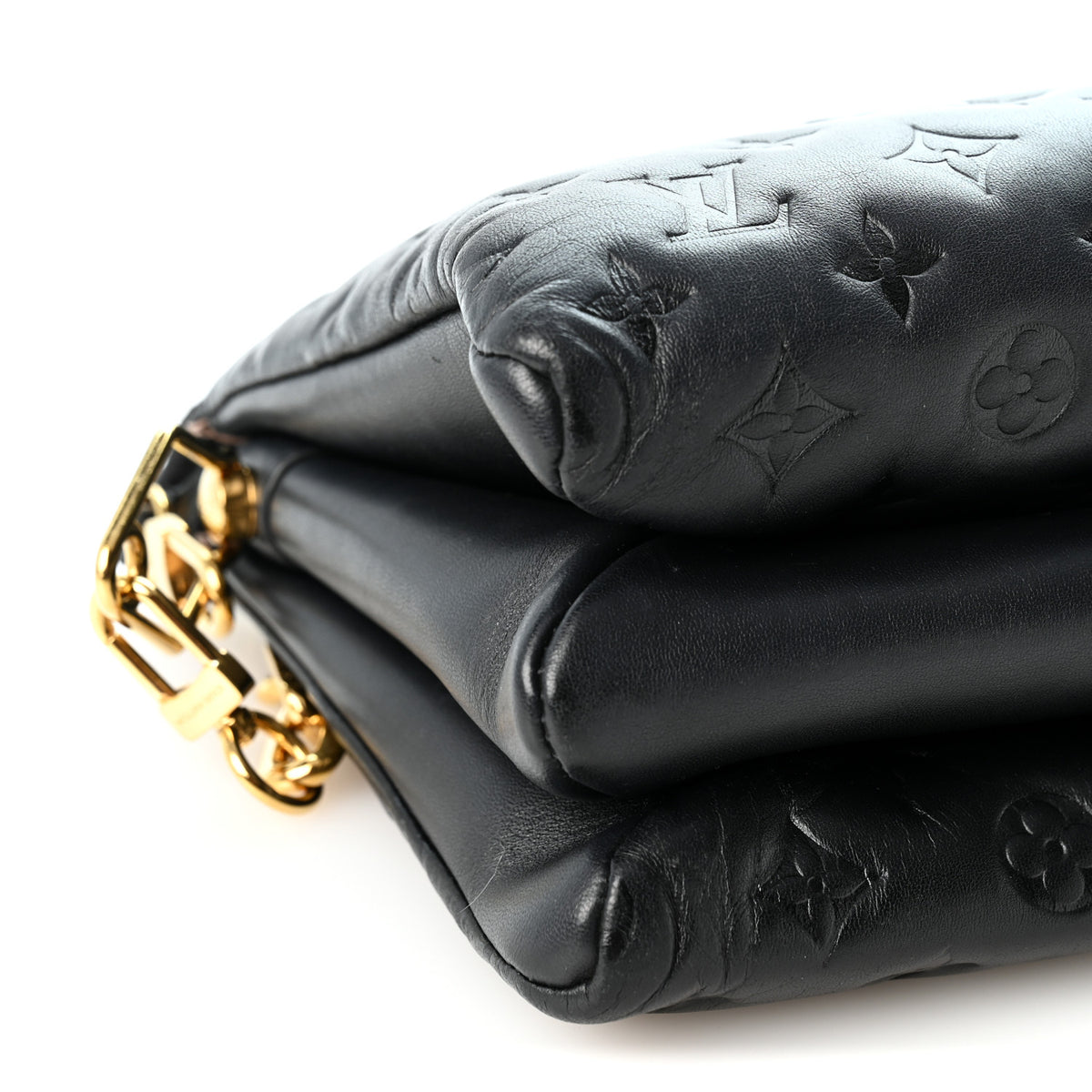 Lambskin Embossed Monogram Coussin PM Black