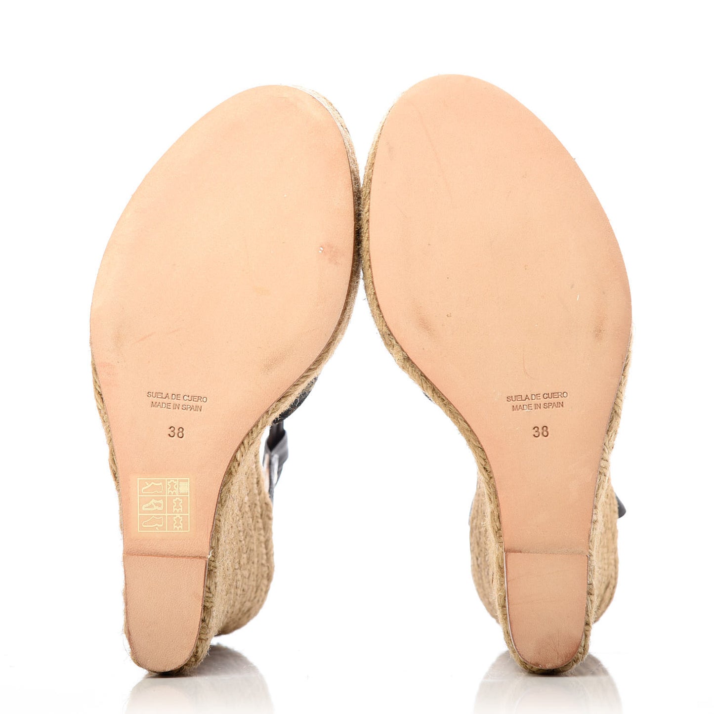 Canvas FF Raffia Ankle Strap Wedge Sandals 38 Beige