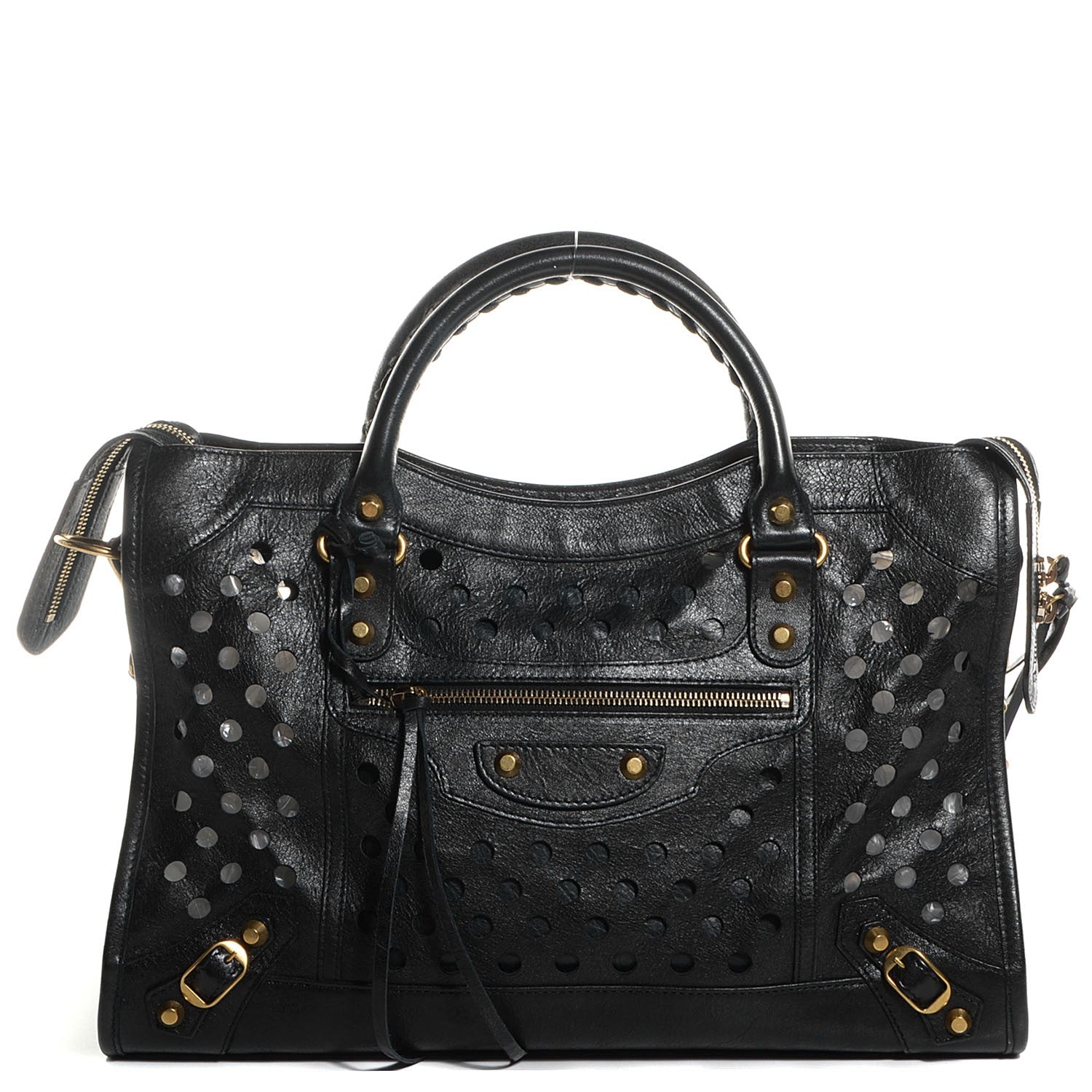 Balenciaga Agneau Classic Hardware Perforated Dot City Black 1 of 11