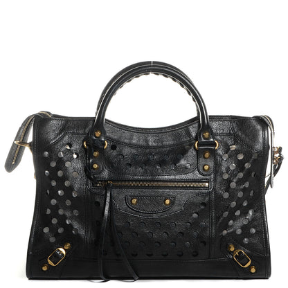 Balenciaga Agneau Classic Hardware Perforated Dot City Black 1 of 11