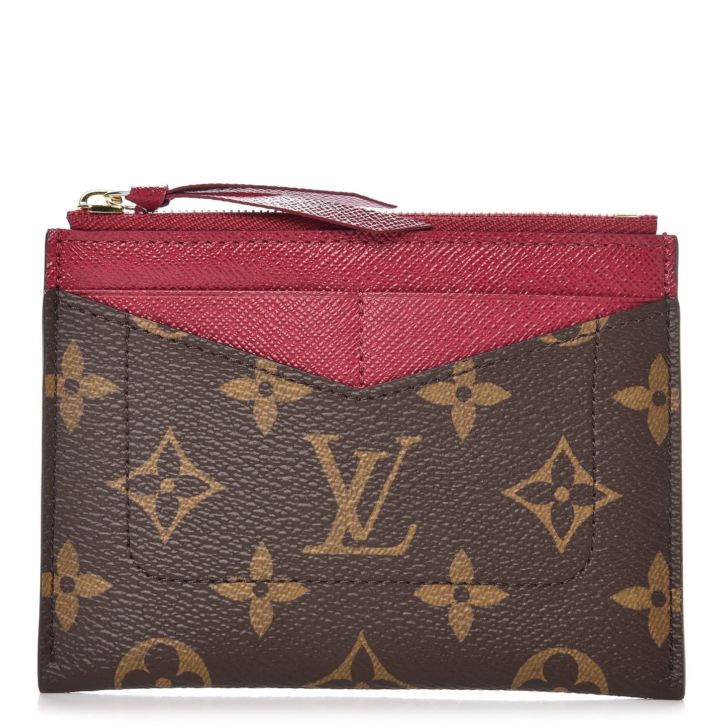 Monogram Zipped Card Holder Fuchsia