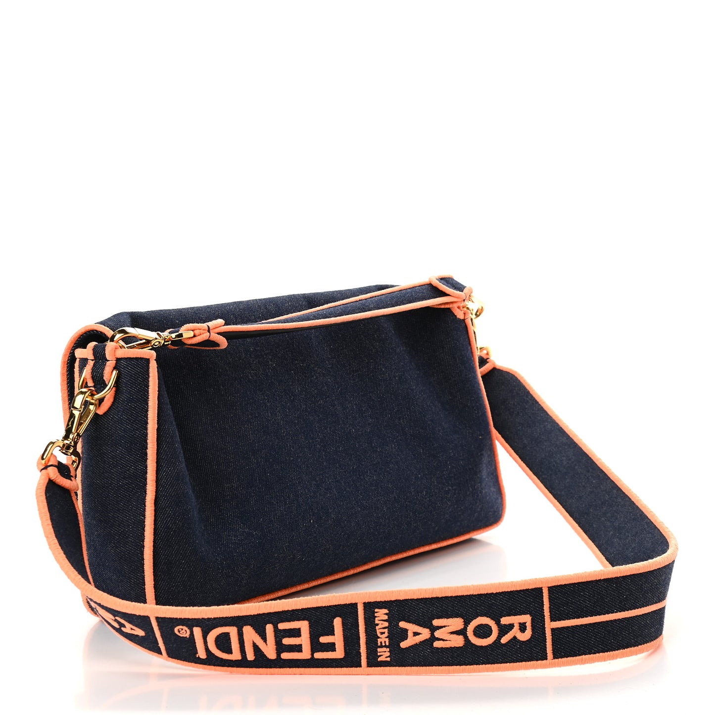 Denim Large Baguette Blue Arancio Fluo