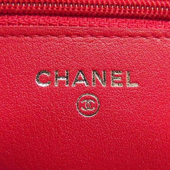 Chanel Caviar Wallet on Chain Red 8 of 10