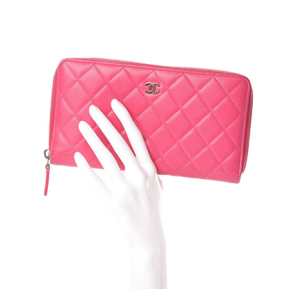 Chanel Lambskin Quilted Large Zip Around Organizer Wallet Dark Pink 2 of 14
