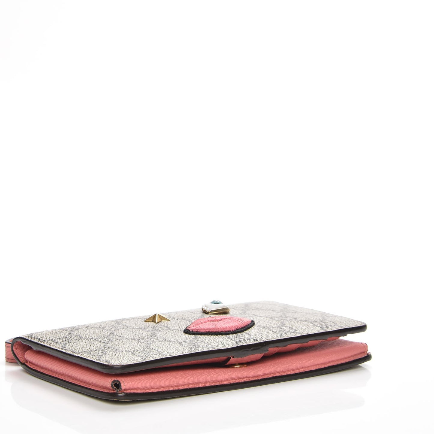 GG Supreme Monogram Embroidered Face iPhone 6 Case Wristlet Pink