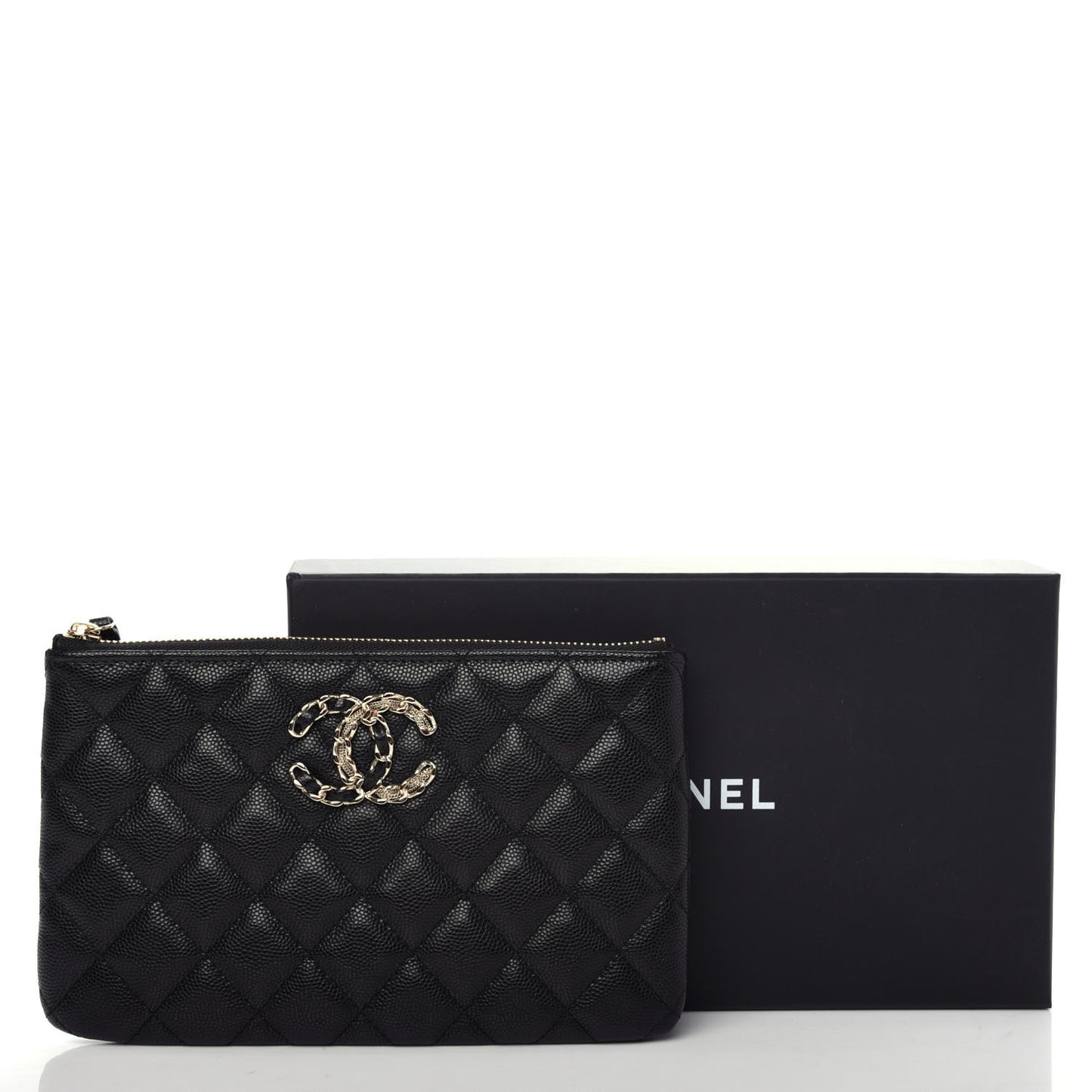 Caviar Quilted Small French New Wave CC Pouch Black