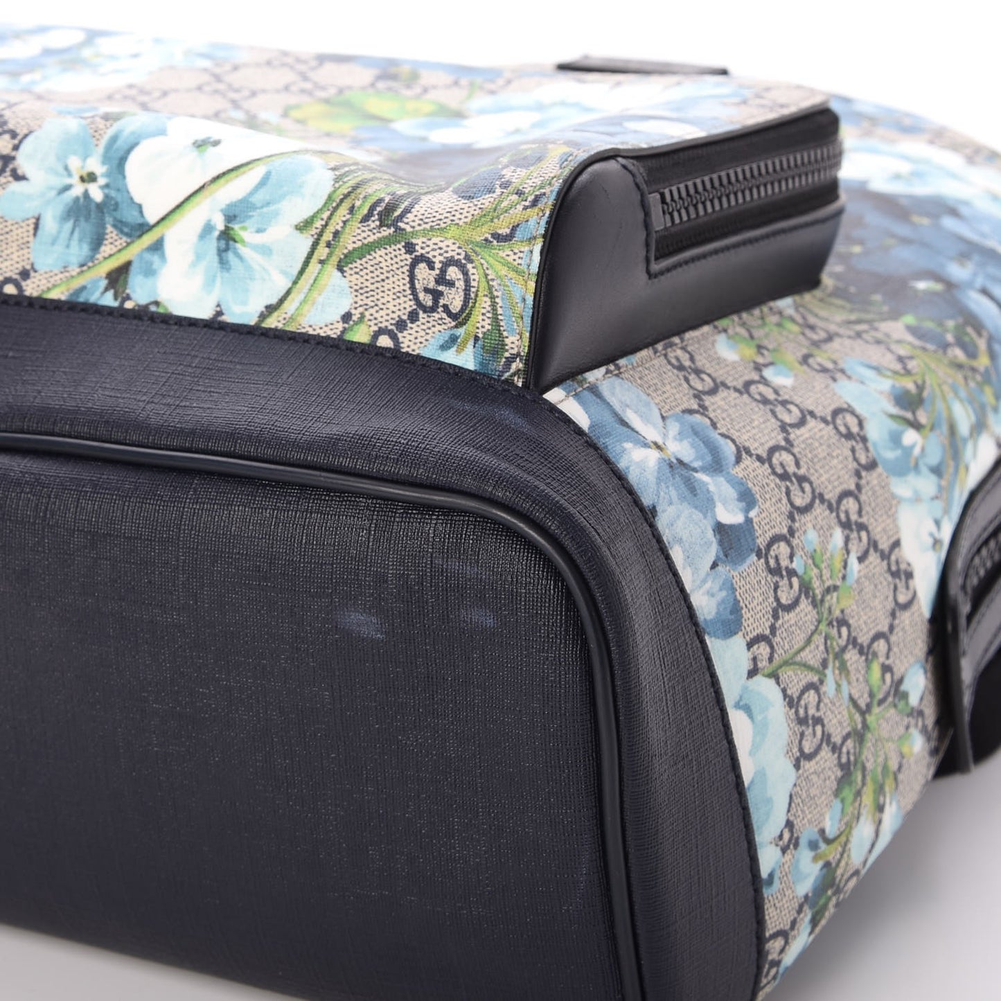 GG Supreme Monogram Blooms Medium Day Backpack Beige Blue Navy
