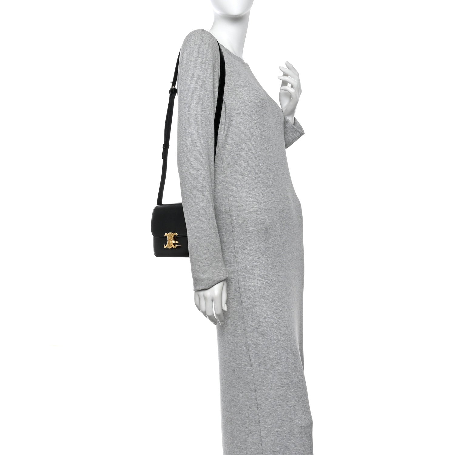 Celine Shiny Calfskin Teen Triomphe Black 2 of 10