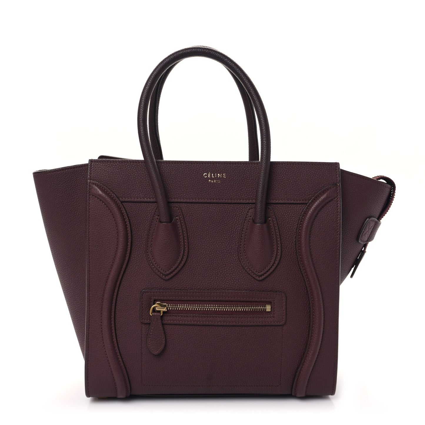 Drummed Calfskin Micro Luggage Light Burgundy