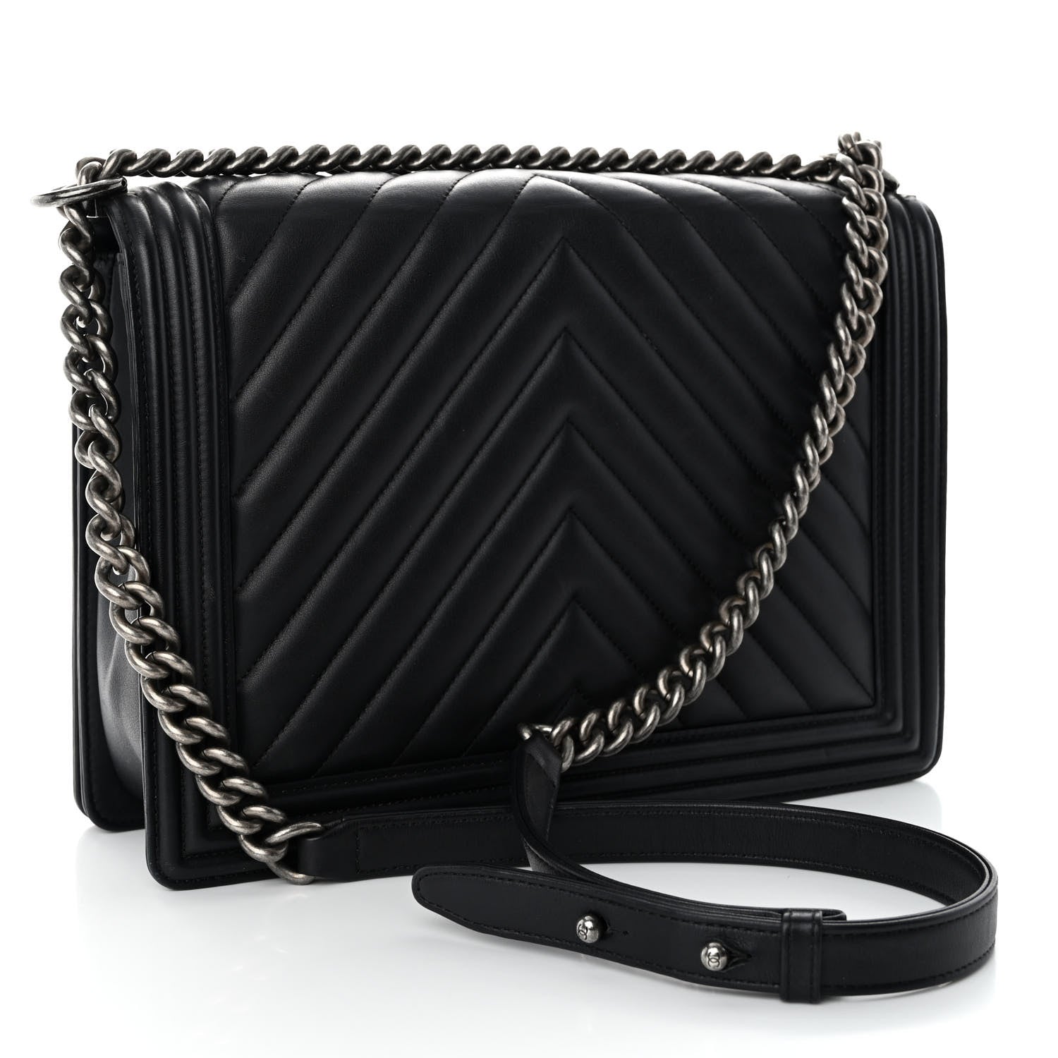 Chanel Calfskin Chevron Quilted Large Boy Flap Black 3 of 10