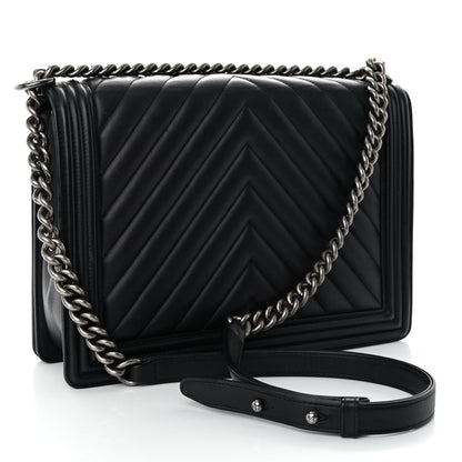 Chanel Calfskin Chevron Quilted Large Boy Flap Black 3 of 10