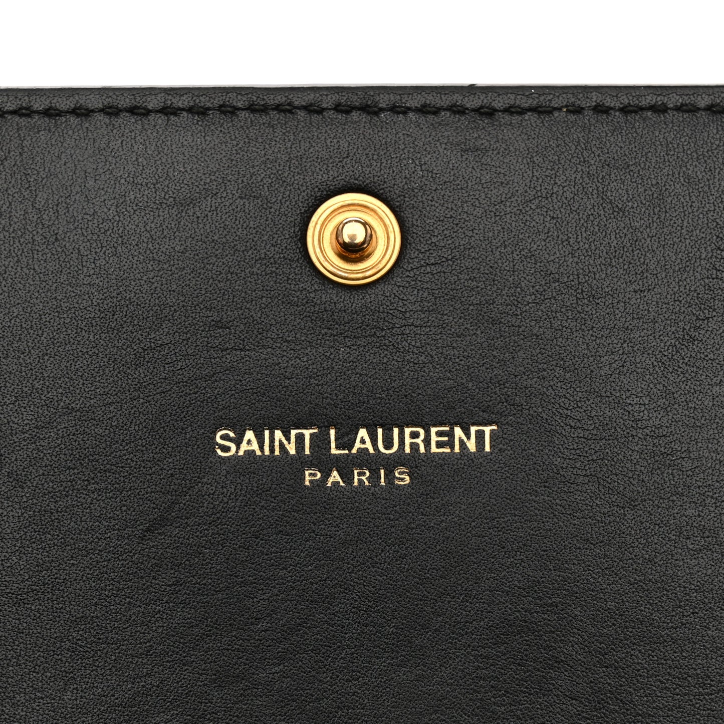 Patent Grain de Poudre Classic Large Letters Flap Wallet Black