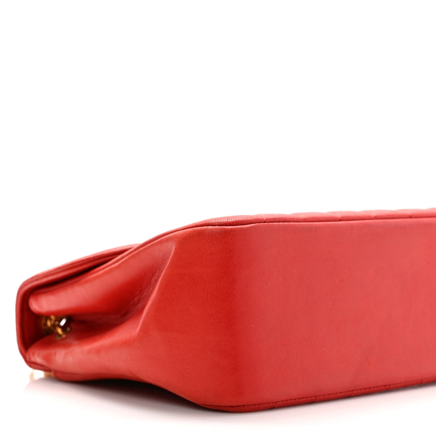 Lambskin Vertical Quilt Mini Square Flap Red