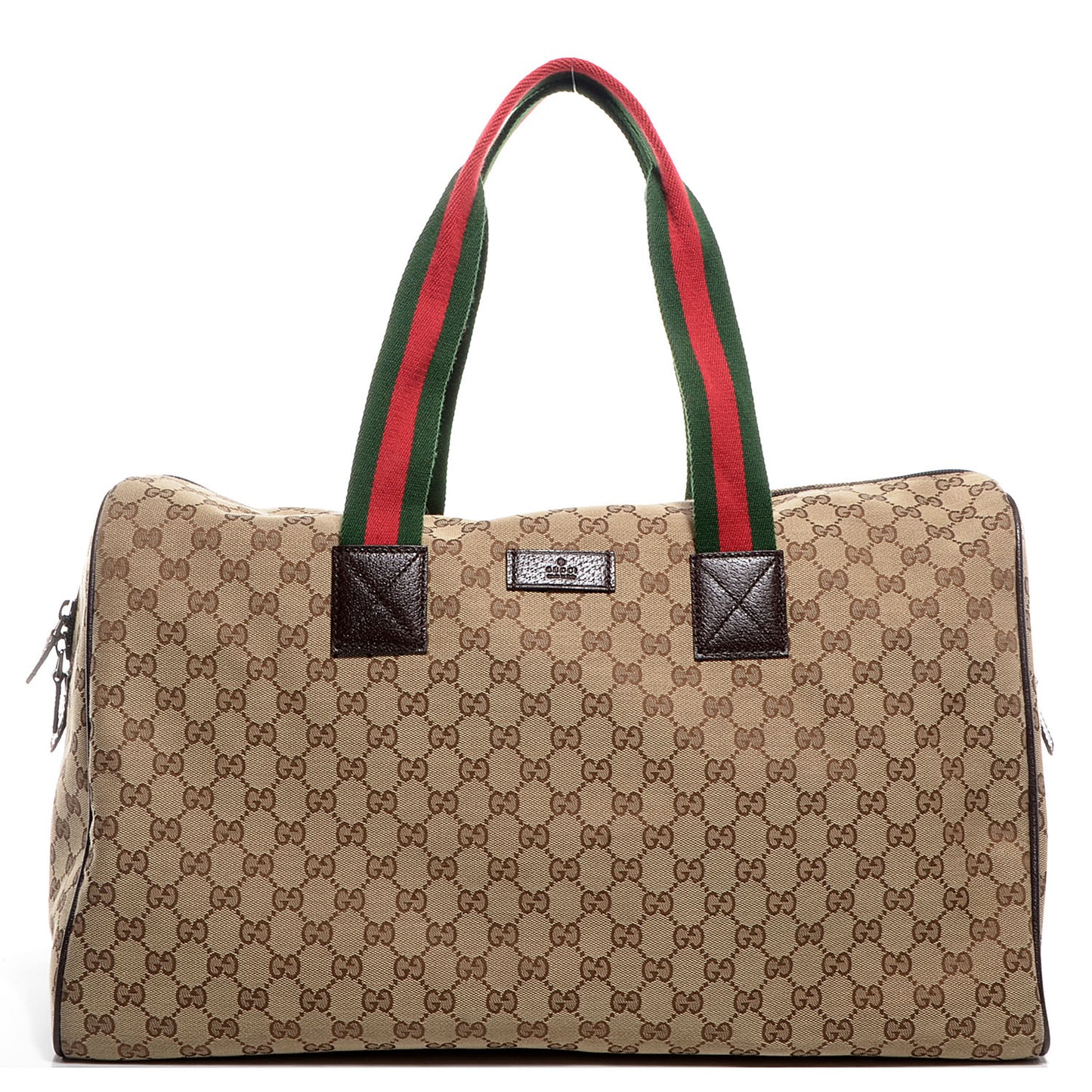 GG Monogram Web Large Collapsible Carry On Duffle Beige Brown