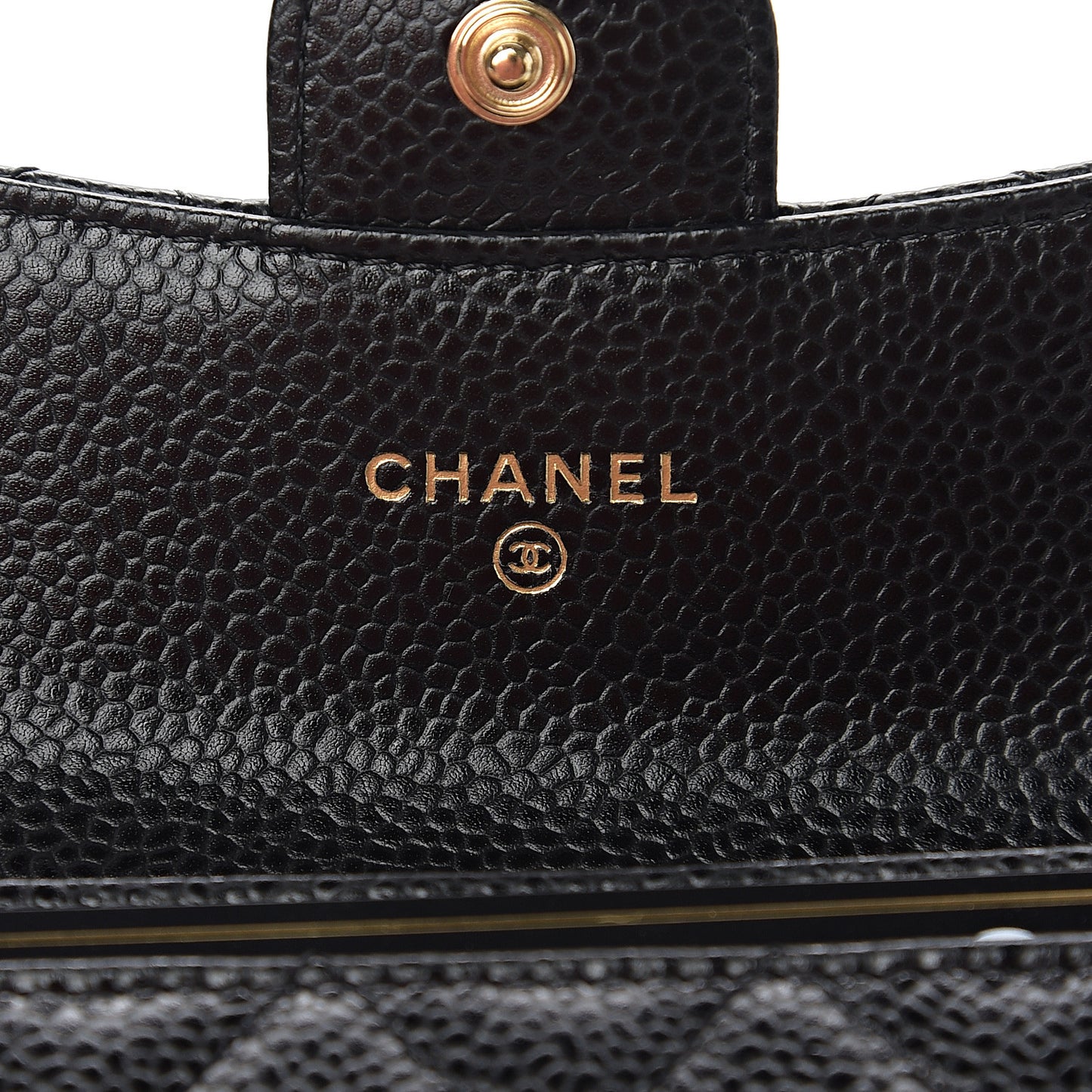 Caviar Quilted Flap Card Holder Wallet Black